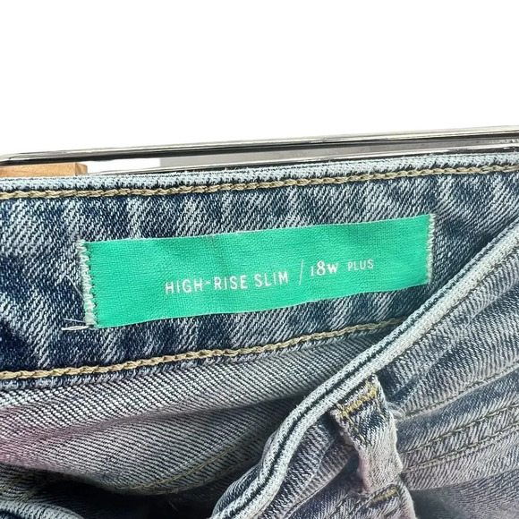 Anthropologie PilcroJeans High-Rise Slim Medium Wash Distressed Plus‎ Size 18W - Picture 13 of 16